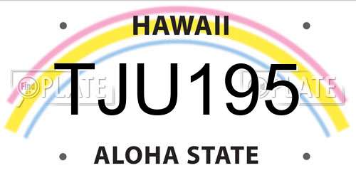 TJU195 Hawaii License Plate
