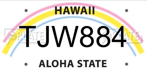 TJW884 Hawaii License Plate