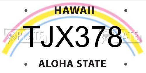 TJX378 Hawaii License Plate