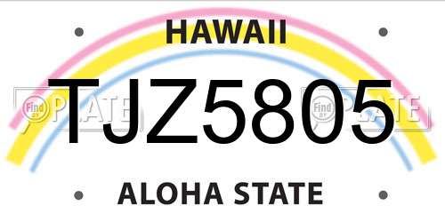 TJZ5805 Hawaii License Plate