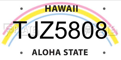 TJZ5808 Hawaii License Plate