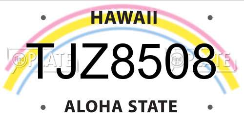 TJZ8508 Hawaii License Plate