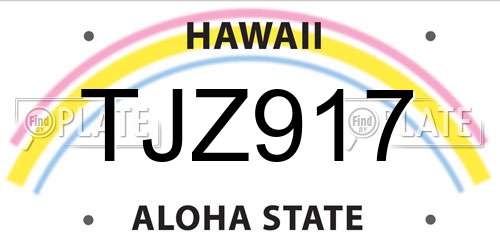 TJZ917 Hawaii License Plate