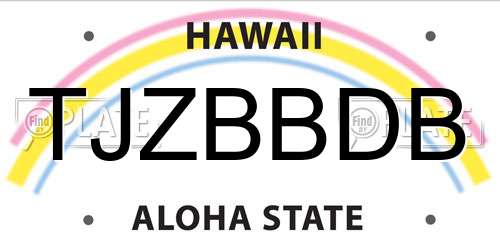 TJZBBDB Hawaii License Plate