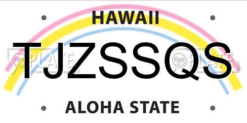 TJZSSQS Hawaii License Plate