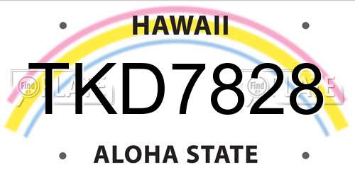 TKD7828 Hawaii License Plate