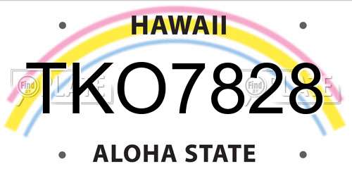 TKO7828 Hawaii License Plate