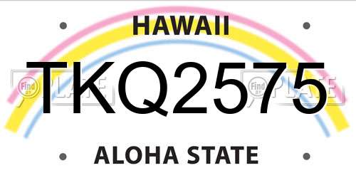 TKQ2575 Hawaii License Plate