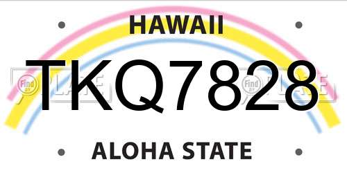 TKQ7828 Hawaii License Plate