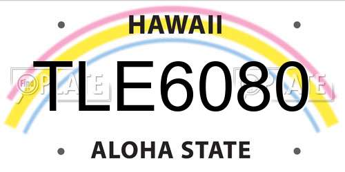TLE6080 Hawaii License Plate