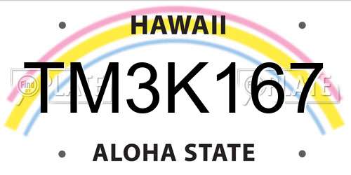 TM3K167 Hawaii License Plate
