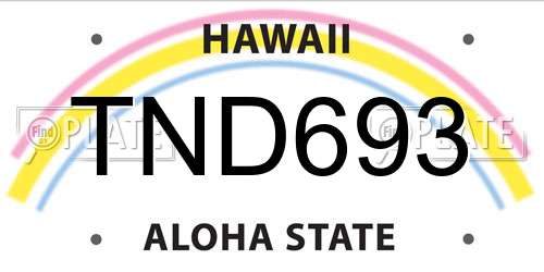 TND693 Hawaii License Plate