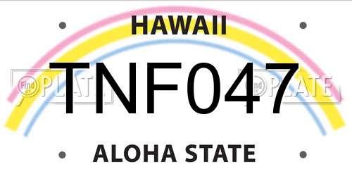 TNF047 Hawaii License Plate