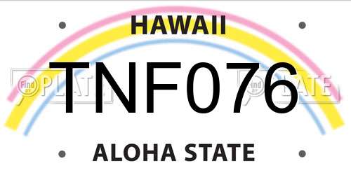 TNF076 Hawaii License Plate