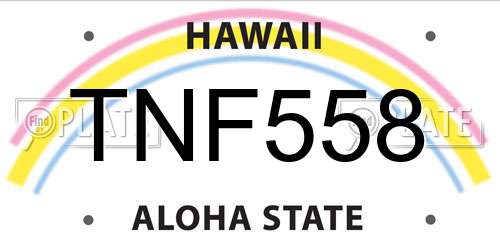 TNF558 Hawaii License Plate