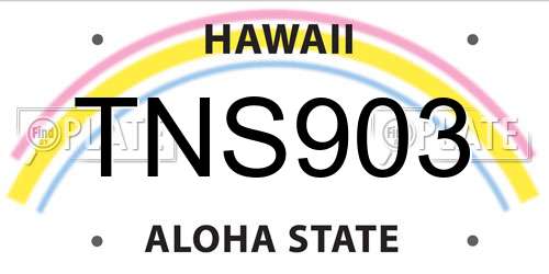 TNS903 Hawaii License Plate