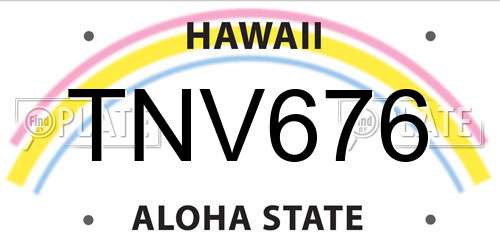 TNV676 Hawaii License Plate