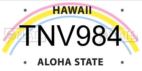 TNV984 Hawaii License Plate