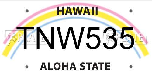 TNW535 Hawaii License Plate
