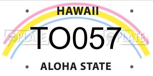 TO057 Hawaii License Plate