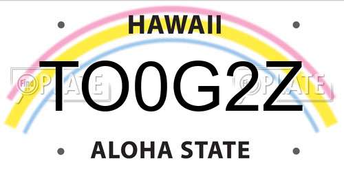 TO0G2Z Hawaii License Plate