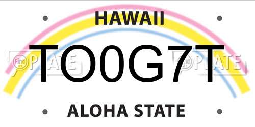TO0G7T Hawaii License Plate
