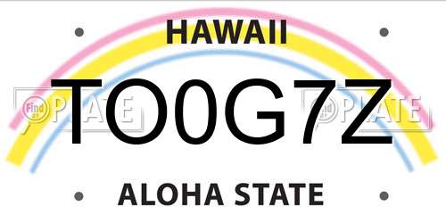 TO0G7Z Hawaii License Plate