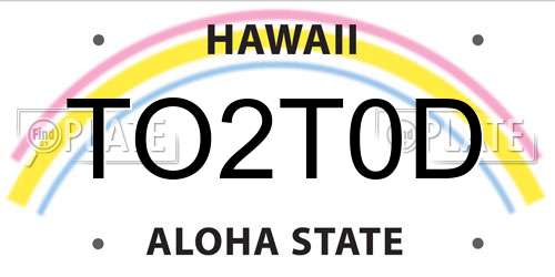 TO2T0D Hawaii License Plate