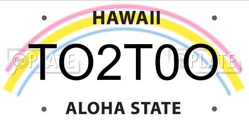 TO2T0O Hawaii License Plate