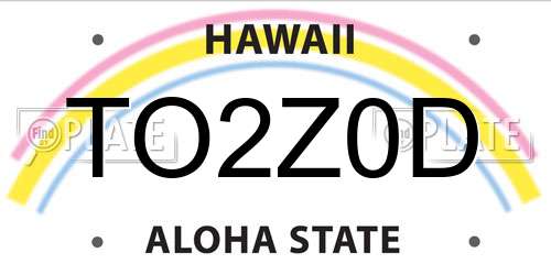 TO2Z0D Hawaii License Plate