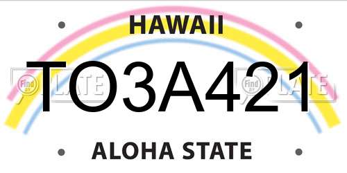 TO3A421 Hawaii License Plate