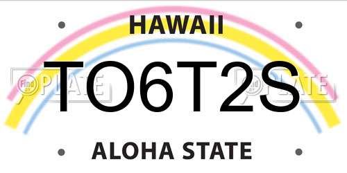 TO6T2S Hawaii License Plate