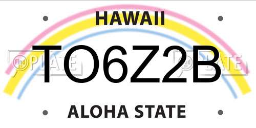 TO6Z2B Hawaii License Plate