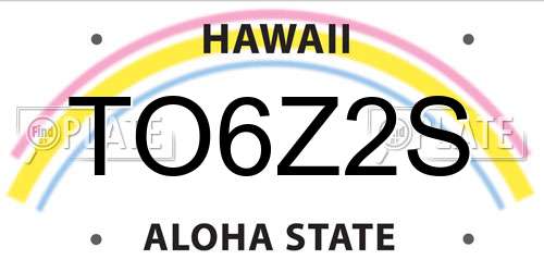 TO6Z2S Hawaii License Plate
