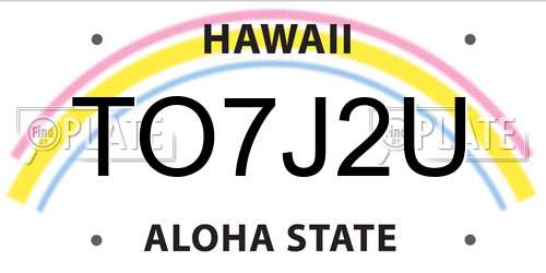 TO7J2U Hawaii License Plate