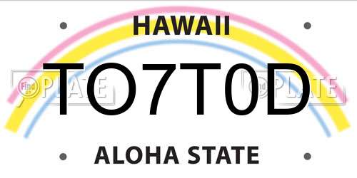 TO7T0D Hawaii License Plate