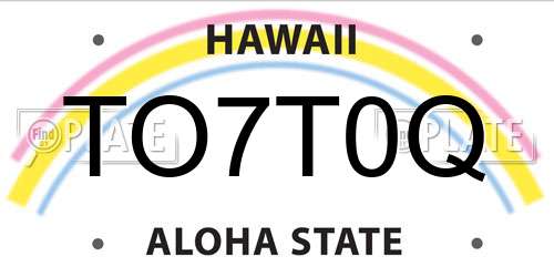 TO7T0Q Hawaii License Plate