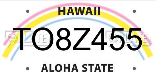 TO8Z455 Hawaii License Plate