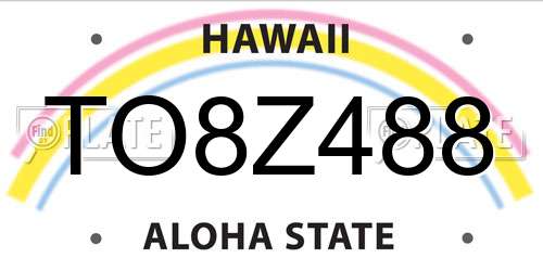 TO8Z488 Hawaii License Plate