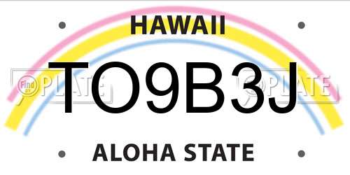 TO9B3J Hawaii License Plate
