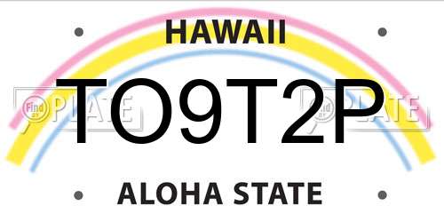 TO9T2P Hawaii License Plate