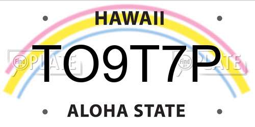 TO9T7P Hawaii License Plate