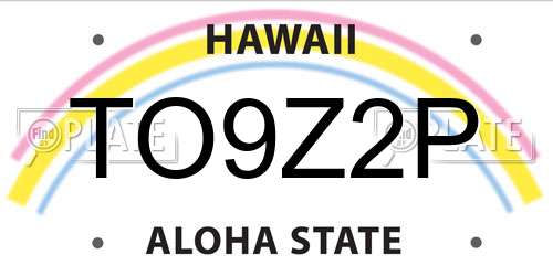 TO9Z2P Hawaii License Plate
