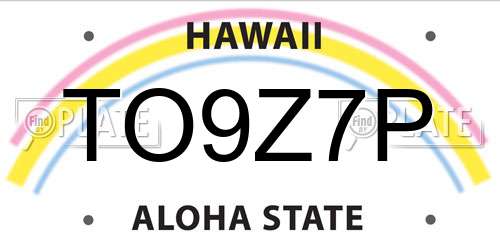 TO9Z7P Hawaii License Plate