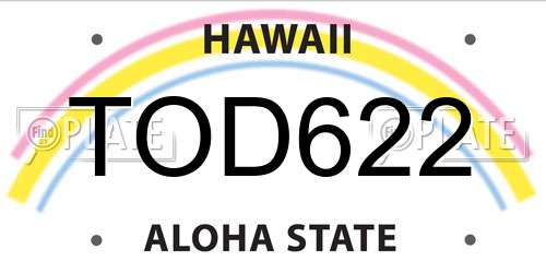TOD622 Hawaii License Plate
