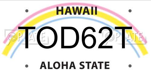 TOD62T Hawaii License Plate