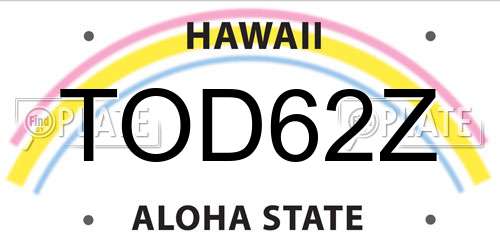 TOD62Z Hawaii License Plate