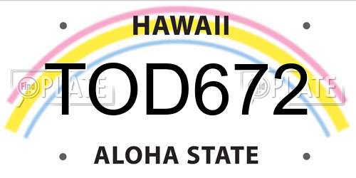 TOD672 Hawaii License Plate