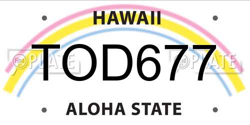 TOD677 Hawaii License Plate