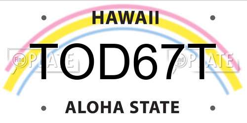 TOD67T Hawaii License Plate
